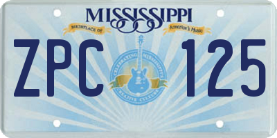 MS license plate ZPC125