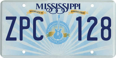 MS license plate ZPC128