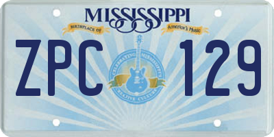 MS license plate ZPC129