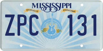 MS license plate ZPC131