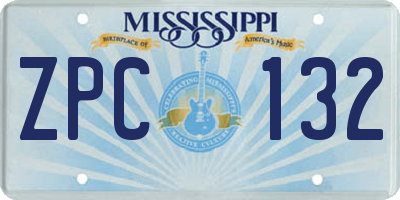 MS license plate ZPC132