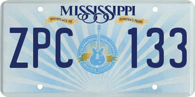 MS license plate ZPC133
