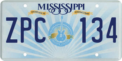 MS license plate ZPC134