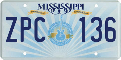 MS license plate ZPC136