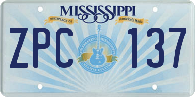 MS license plate ZPC137