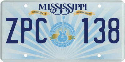 MS license plate ZPC138