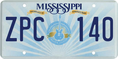 MS license plate ZPC140