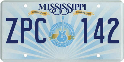 MS license plate ZPC142