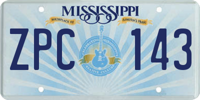 MS license plate ZPC143