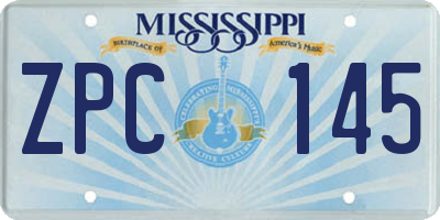 MS license plate ZPC145