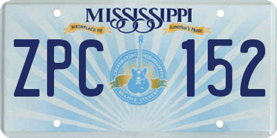 MS license plate ZPC152