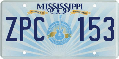 MS license plate ZPC153