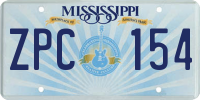 MS license plate ZPC154