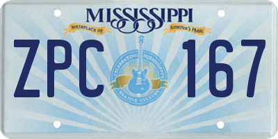 MS license plate ZPC167