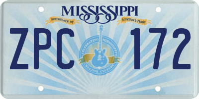 MS license plate ZPC172