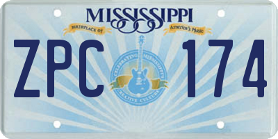 MS license plate ZPC174