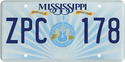 MS license plate ZPC178