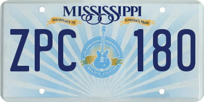 MS license plate ZPC180