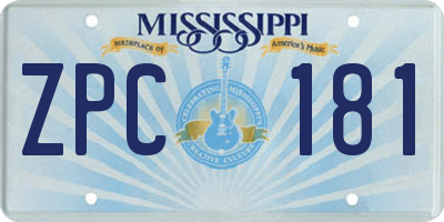 MS license plate ZPC181