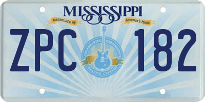 MS license plate ZPC182