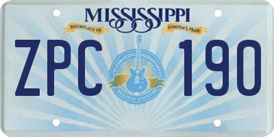 MS license plate ZPC190