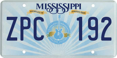MS license plate ZPC192