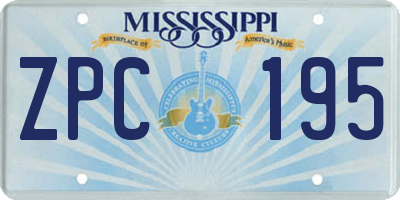 MS license plate ZPC195
