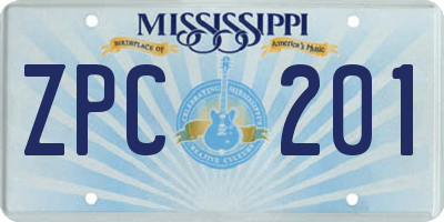 MS license plate ZPC201