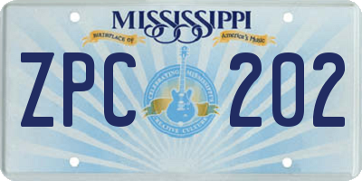 MS license plate ZPC202