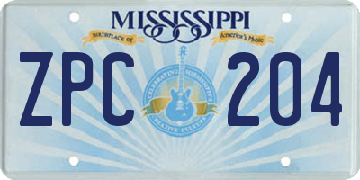 MS license plate ZPC204
