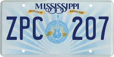 MS license plate ZPC207