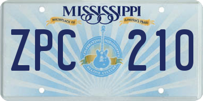MS license plate ZPC210
