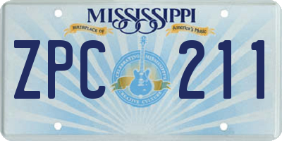 MS license plate ZPC211