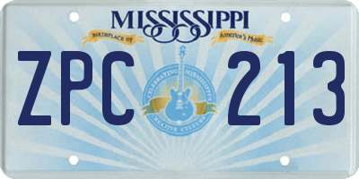 MS license plate ZPC213