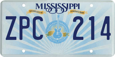 MS license plate ZPC214