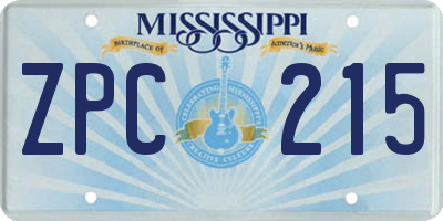 MS license plate ZPC215