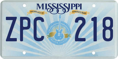 MS license plate ZPC218