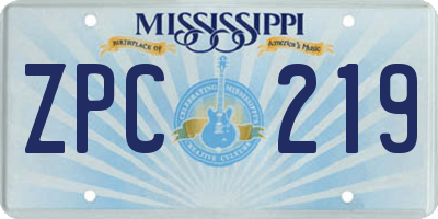 MS license plate ZPC219