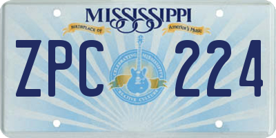 MS license plate ZPC224