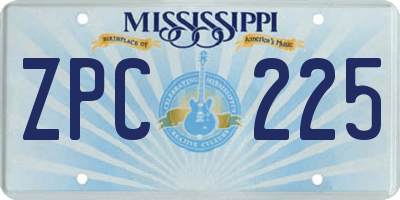 MS license plate ZPC225