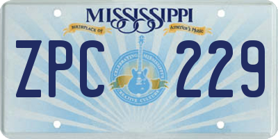MS license plate ZPC229