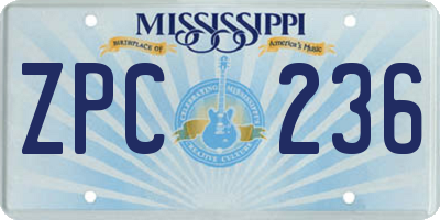 MS license plate ZPC236