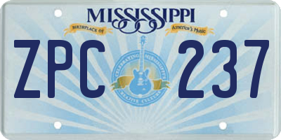 MS license plate ZPC237
