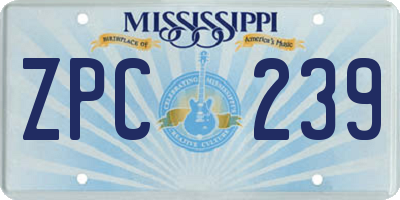 MS license plate ZPC239