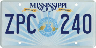 MS license plate ZPC240