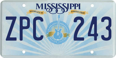MS license plate ZPC243