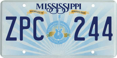 MS license plate ZPC244