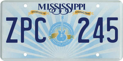 MS license plate ZPC245