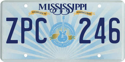 MS license plate ZPC246