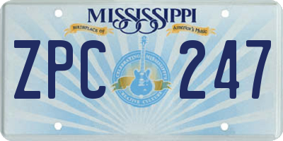 MS license plate ZPC247